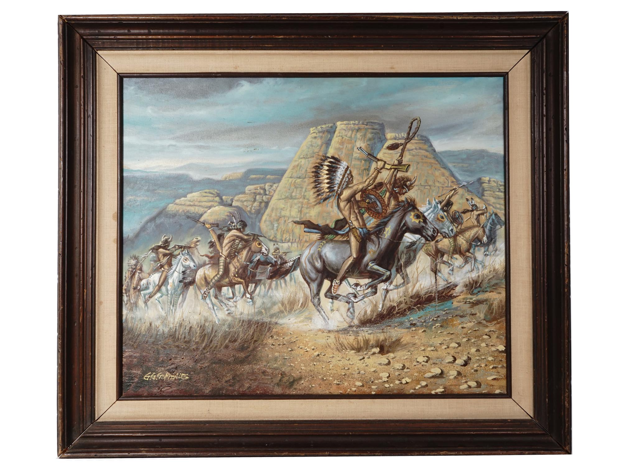 WESTERN OIL PAINTING AFTER FRED MCCARTHY SIGNED PIC-0